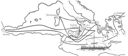 Карта путешествия одиссея 5 класс рисунок