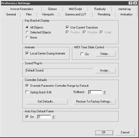 Preferences settings. Preference settings 3d Max где находится. Bracket Keys.