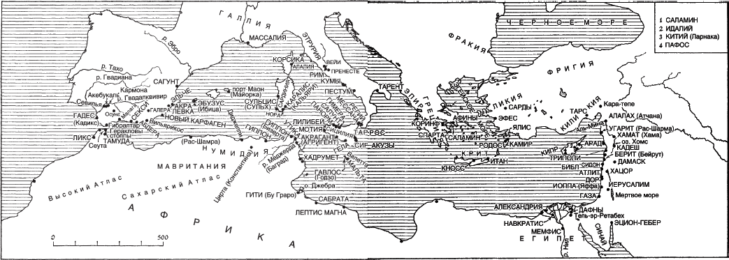 Карфаген контурная карта