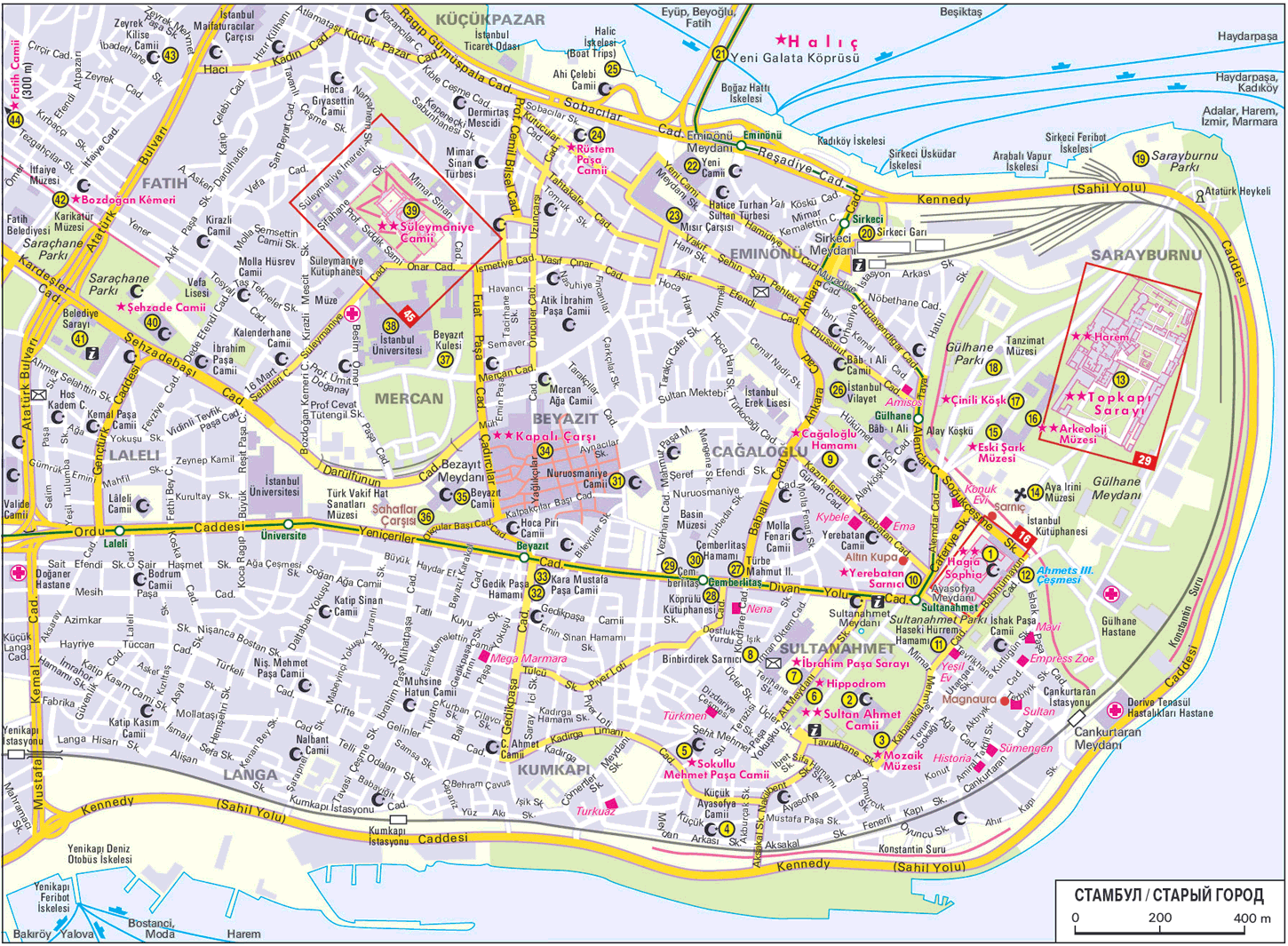 Карта стамбула с достопримечательностями на русском языке и маршрутами